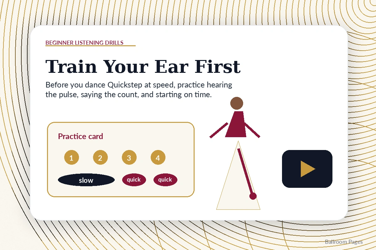 Beginner Quickstep listening drills for practicing timing with music.