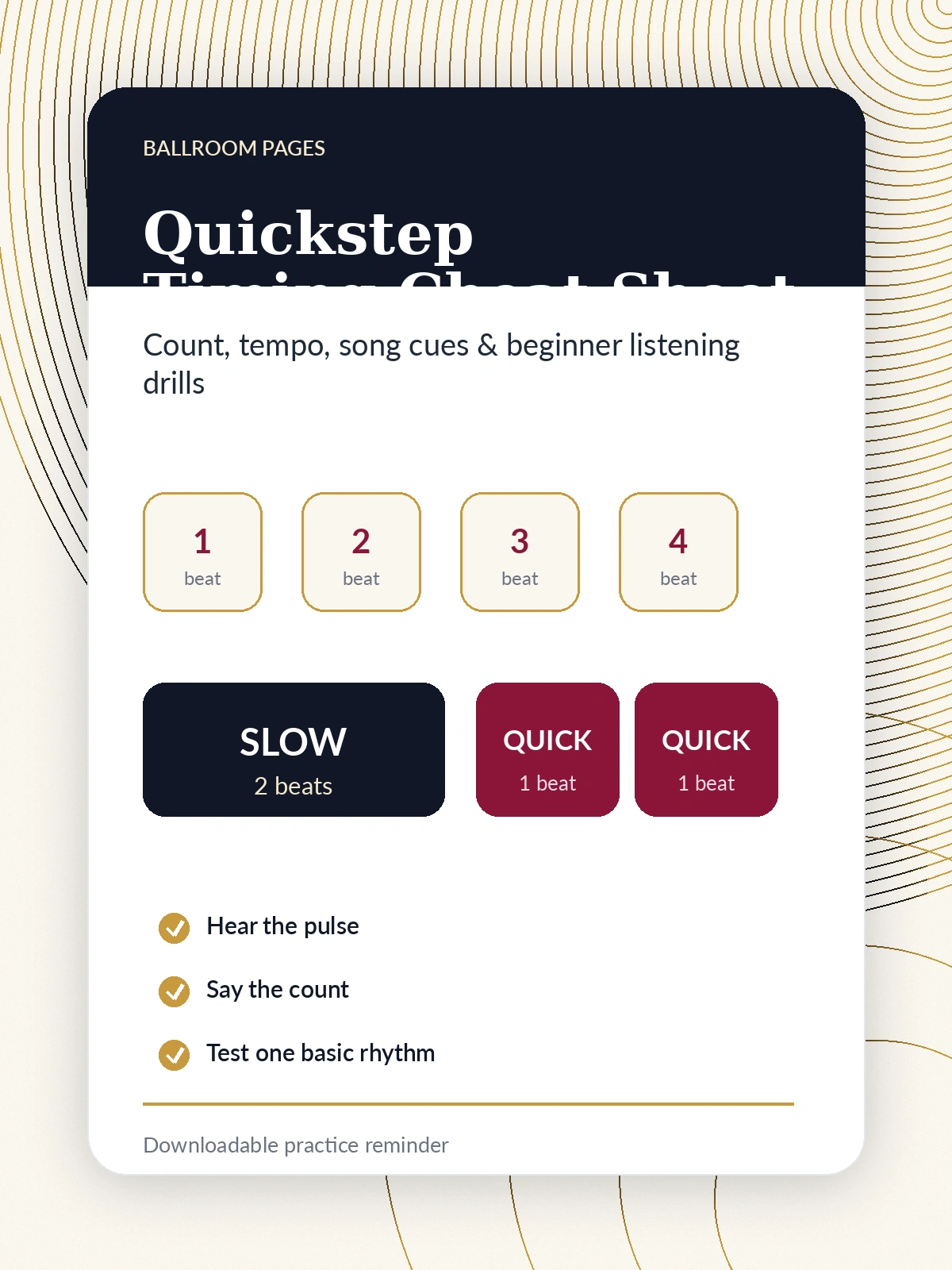 Quickstep Timing Cheat Sheet download cover.