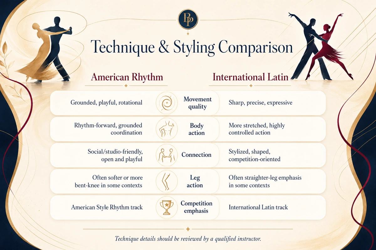 Card comparing Rhythm and Latin technique concepts.