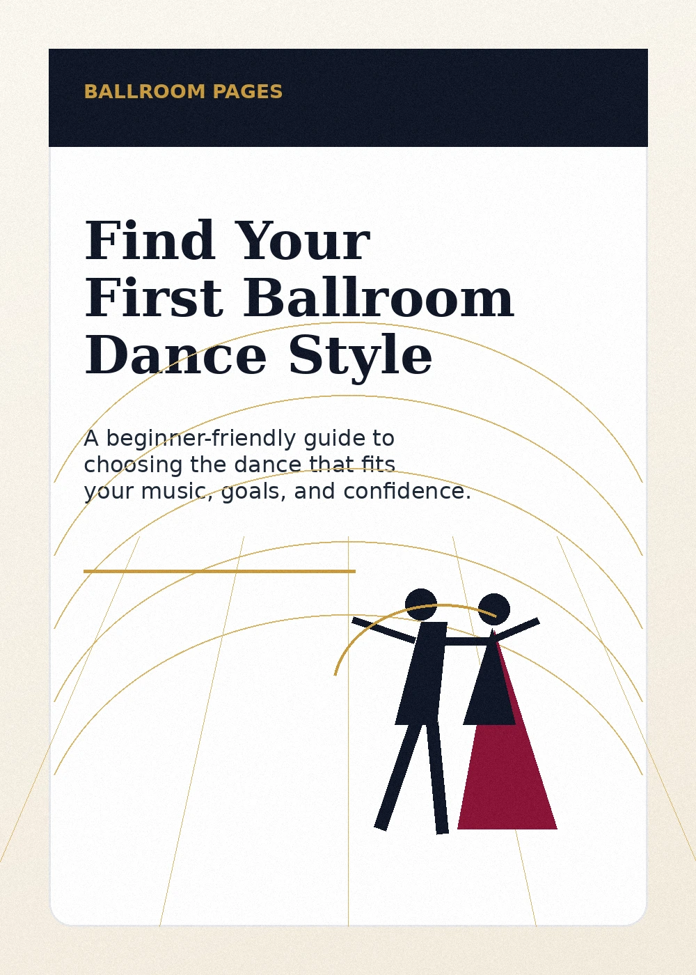Cover mockup for the Find Your First Ballroom Dance Style guide.
