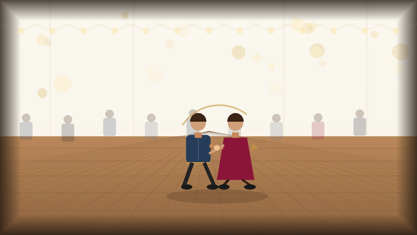 A couple using Country Two Step at an elegant country-themed wedding reception with warm lights and guests nearby