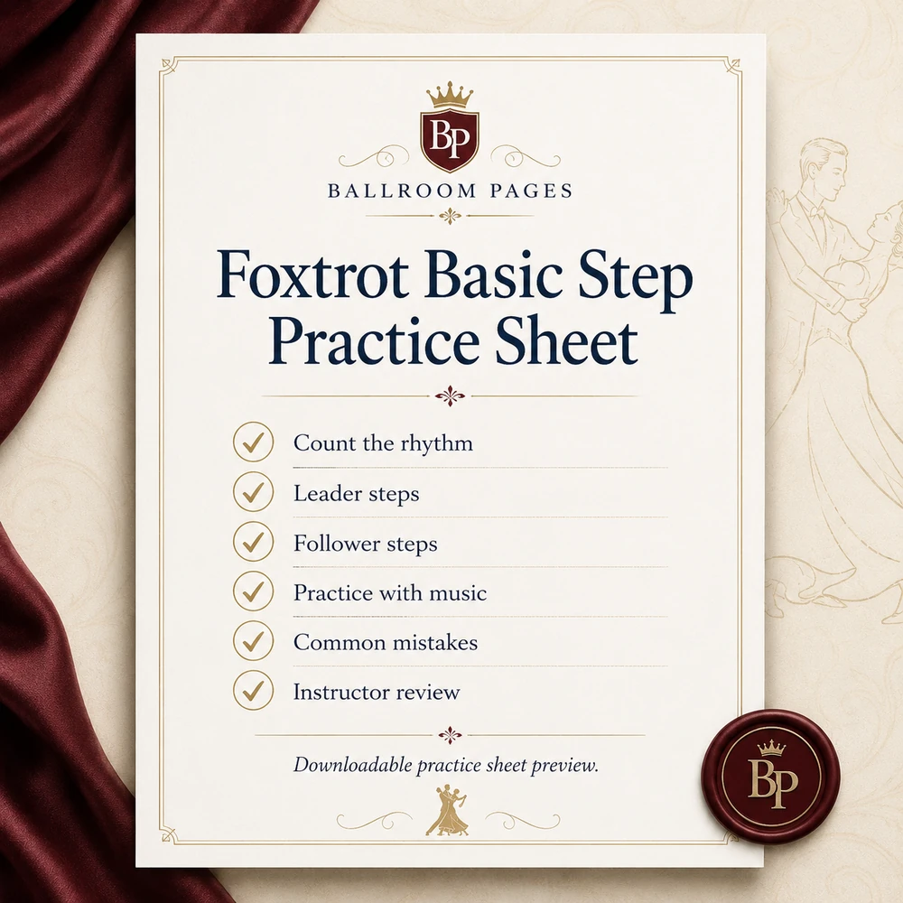 Preview of a Foxtrot basic step practice checklist.