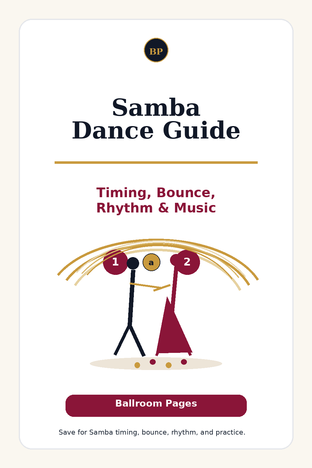 Pinterest pin for Samba dance timing, bounce, rhythm, music, and beginner tips