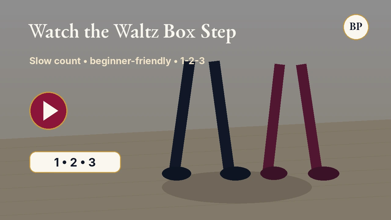 Preview frame for the upcoming Waltz box step demo video.