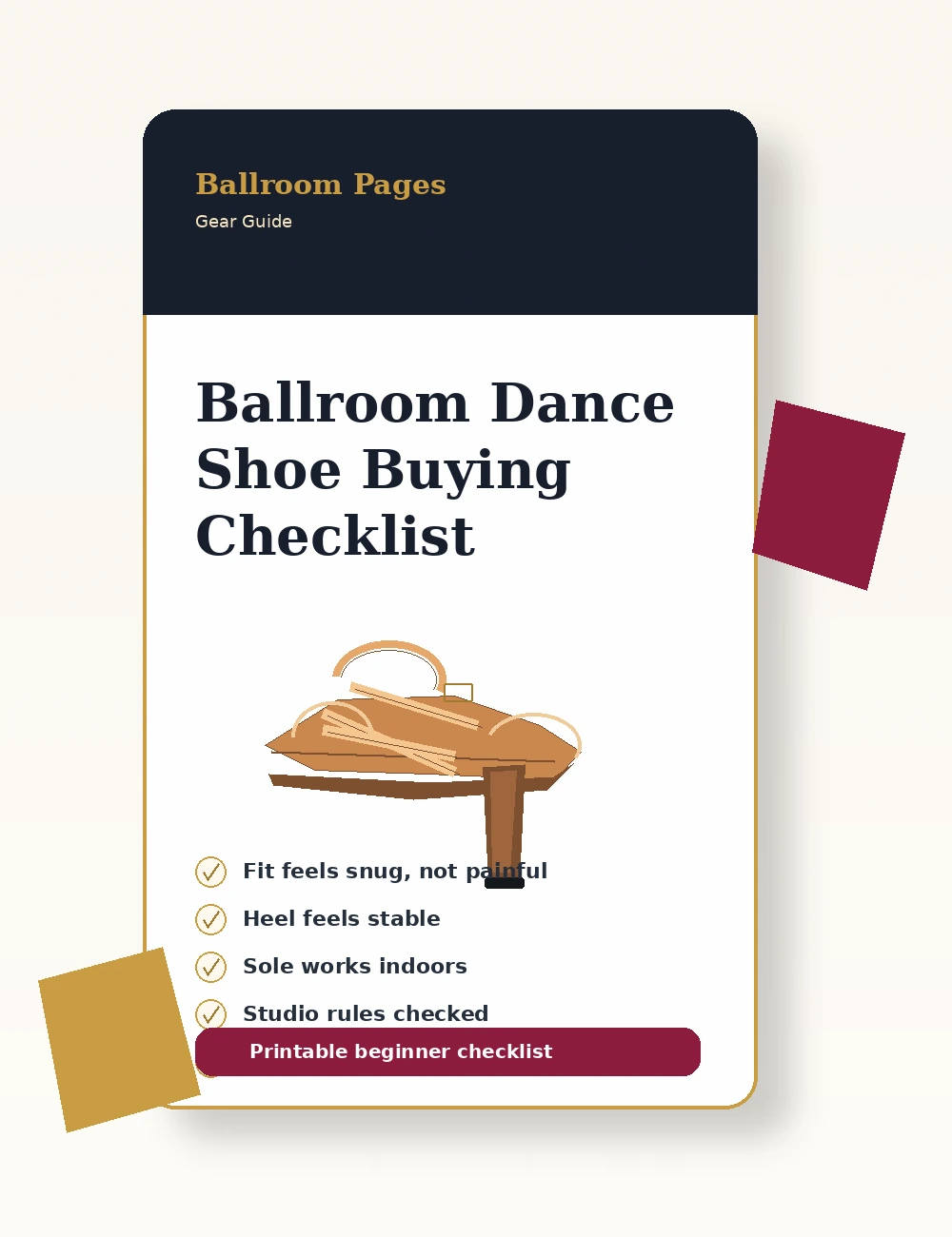 Ballroom Dance Shoe Buying Checklist download cover from Ballroom Pages.