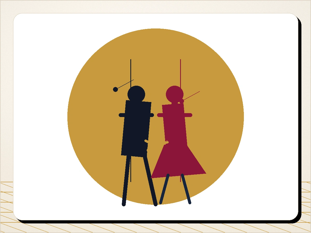 Diagram showing leader and follower in ballroom closed position with connected frame