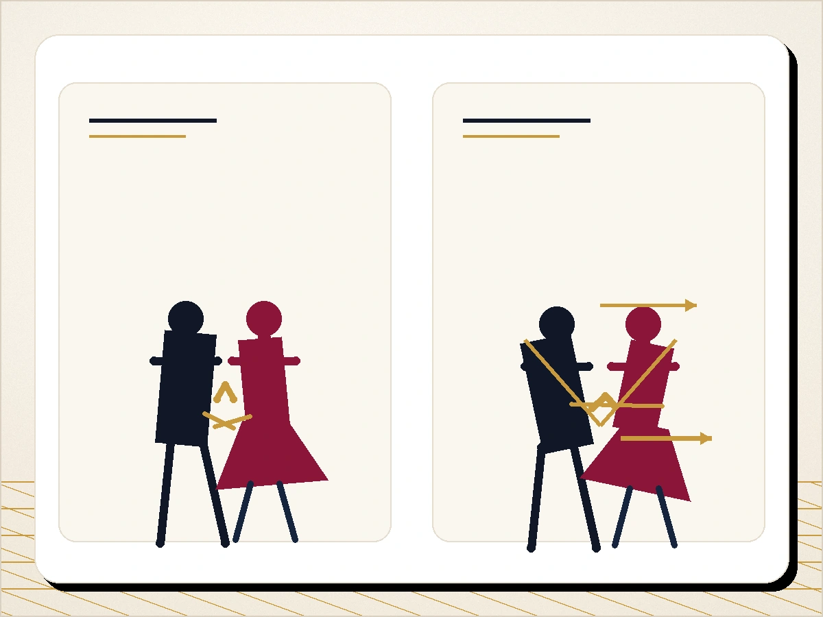 Comparison of closed position and promenade position in ballroom dance