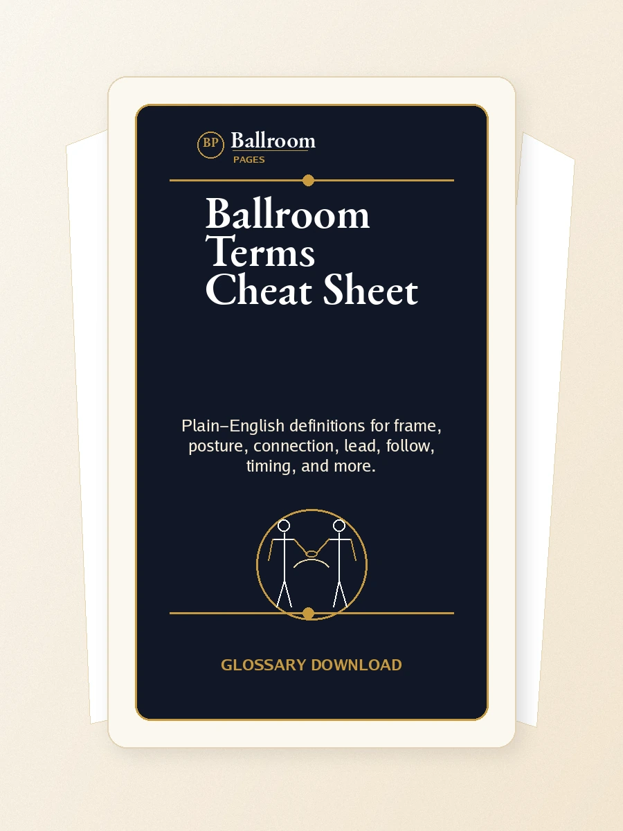 Ballroom Terms Cheat Sheet download cover from Ballroom Pages.