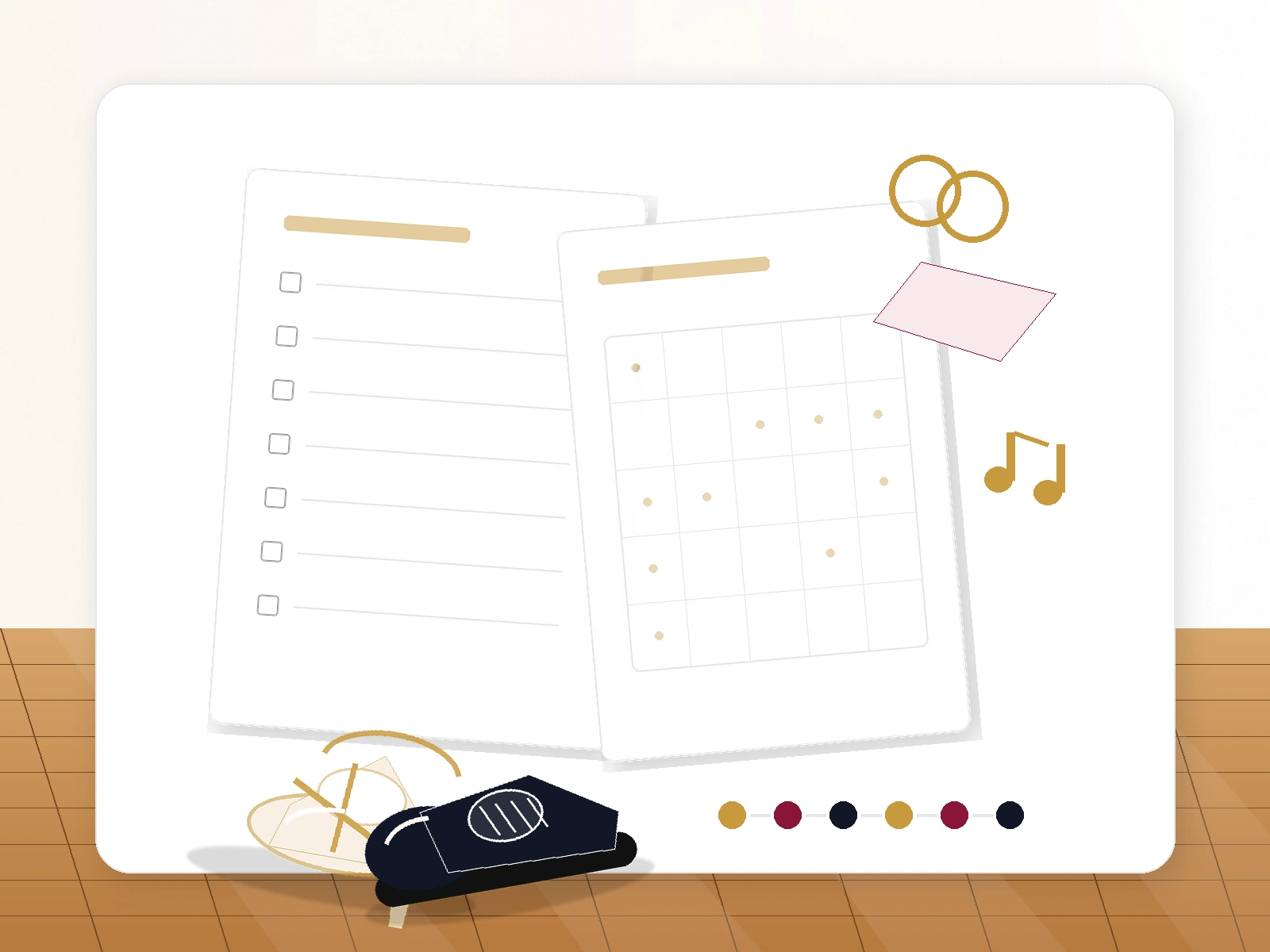 Wedding first dance practice log for tracking choreography, song timing, shoes, and confidence