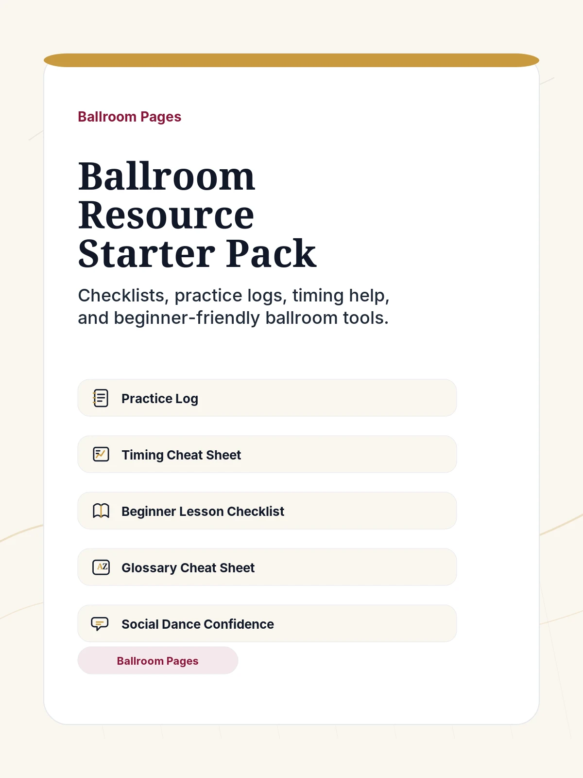 Cover graphic for the Ballroom Resource Starter Pack.