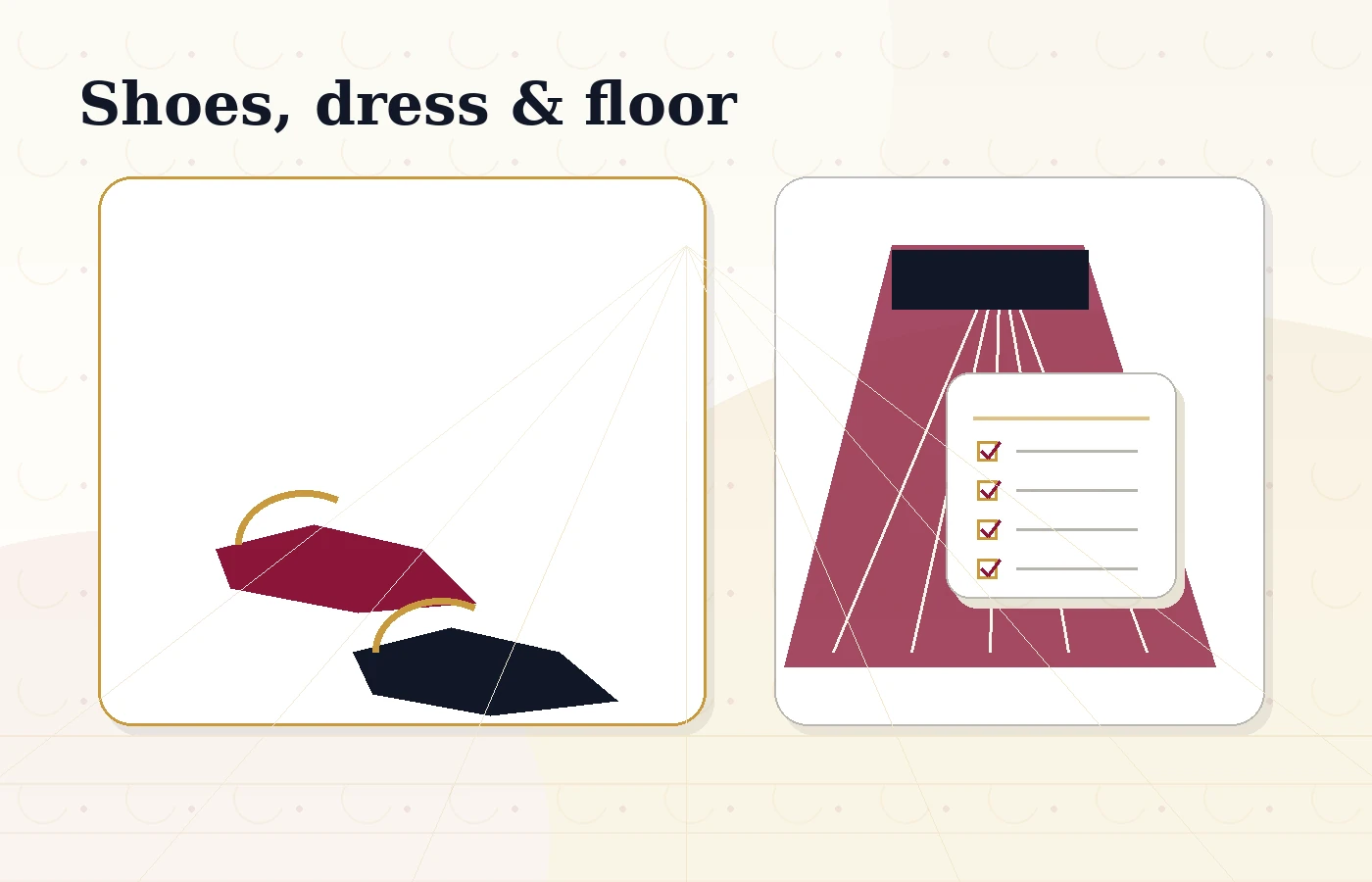 Wedding dance shoes and dress considerations visual with dance floor checklist.